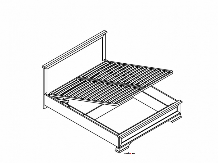 Kentuki PAT 160 cu mecanism de ridicare somiera si container depozitare, front MDF culoare castan, 169/209/(39-101) cm. [2]