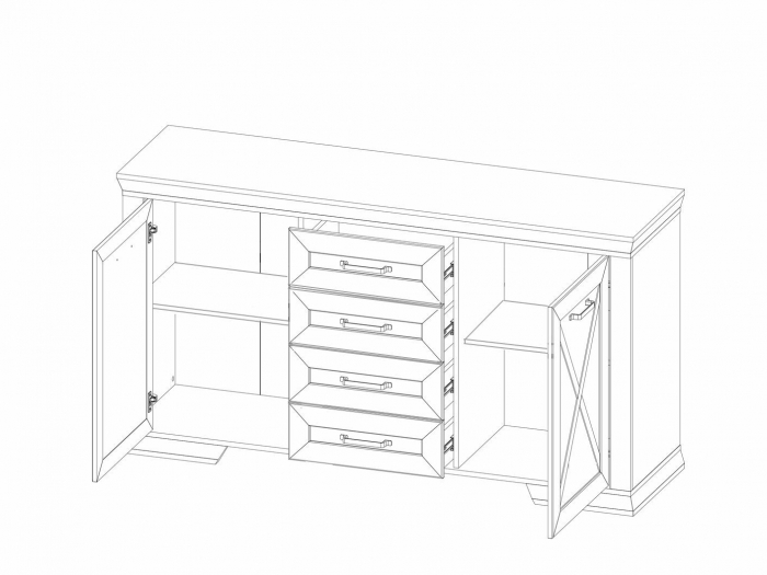 Marselle, Comoda KOM2D4S 2 usi si 4 sertare, front MDF, culoare frasin alb si stejar sonoma dark, (Lxadxh) 166/45/90 cm. [2]