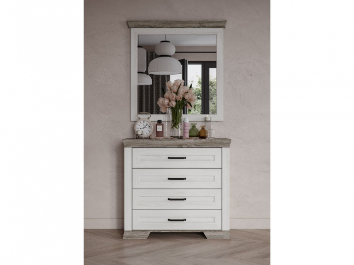 Marselle, Comoda KOM4S 4 sertare, front MDF, culoare frasin alb si stejar sonoma dark, (Lxadxh) 98/45/90 cm. [3]