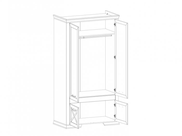 Marselle, Dulap 4 usi, SZF4D, front MDF culoare alb frasin si sonoma, (Lxad.xh) 117/61/222 cm. [2]
