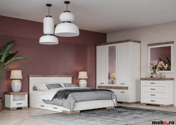 Marselle, Dulap 5 usi si 2 sertare SZF5D2S, front MDF culoare alb frasin si stejar sonoma, (Lxad.xh) 168/61/222 cm. [6]