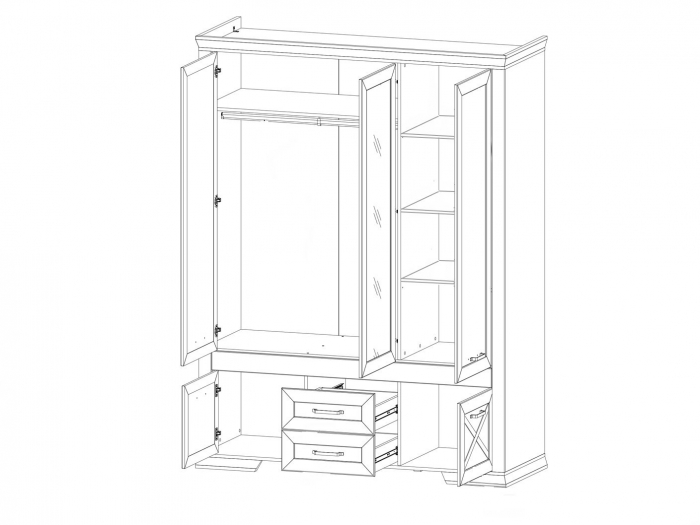 Marselle, Dulap 5 usi si 2 sertare SZF5D2S, front MDF culoare alb frasin si stejar sonoma, (Lxad.xh) 168/61/222 cm. [4]