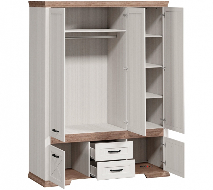 Marselle, Dulap 5 usi si 2 sertare SZF5D2S, front MDF culoare alb frasin si stejar sonoma, (Lxad.xh) 168/61/222 cm. [2]