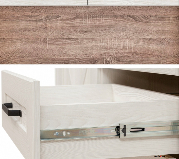 Marselle, Masuta de toaleta TOL2S 2 sertare, front MDF, culoare frasin alb si stejar sonoma dark, (Lxadxh) 110/45/75 cm. [3]