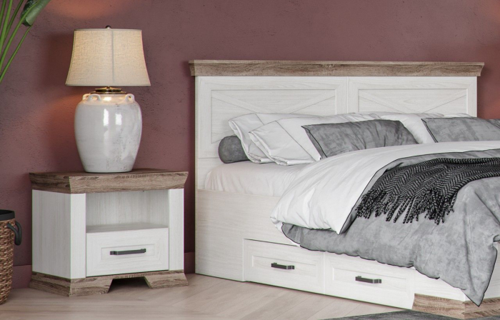 Marselle, noptiera KOM1S 1 sertar, front MDF, culoare frasin alb si stejar sonoma dark, (Lxadxh) 55/40/51 cm. [5]