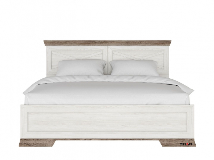 Marselle, Pat 160 cu 2 sertare laterale LOZ160 , front MDF, culoare frasin alb si stejar sonoma dark, (Lxad.xh) 172/207/(40-100) cm. [3]