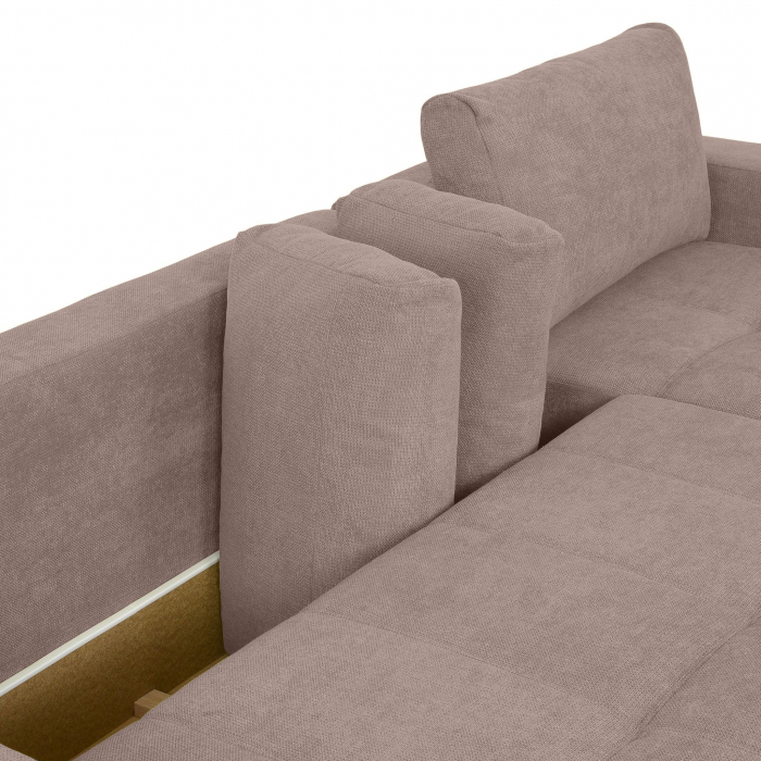 MM321 BOLERO, Coltar extensibil, sezlong dreapta 2DL-REC,  functie somn, relaxare si depozitare, stofa maro F003, 280x165x66(87), ext.230x130cm [6]