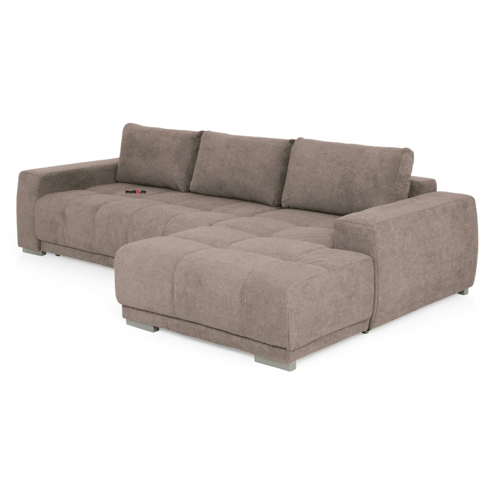 MM321 BOLERO, Coltar extensibil, sezlong dreapta 2DL-REC,  functie somn, relaxare si depozitare, stofa maro F003, 280x165x66(87), ext.230x130cm [2]
