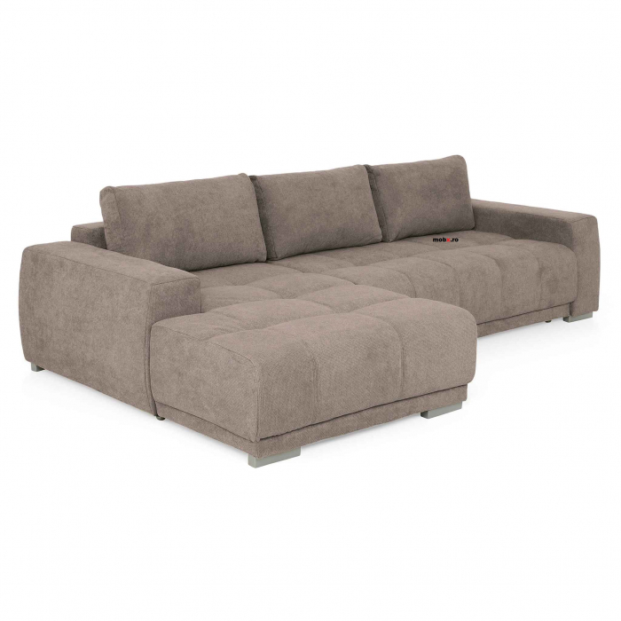 MM321 BOLERO, Coltar extensibil, sezlong stanga REC-2DL,  functie somn, relaxare si depozitare, stofa maro F003, 280x165x66(87), ext.230x130cm [2]