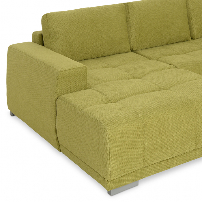 MM321 BOLERO, Coltar U extensibil, dreapta  REC-2DL-OTM,  functie somn, relaxare si depozitare, stofa, verde F006, 365x204x66(87), ext.313x130cm [9]