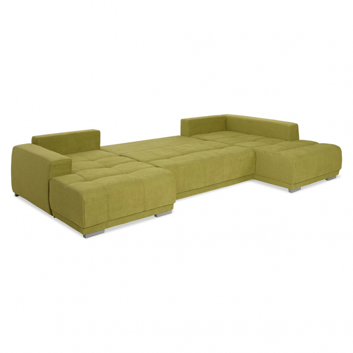 MM321 BOLERO, Coltar U extensibil, dreapta  REC-2DL-OTM,  functie somn, relaxare si depozitare, stofa, verde F006, 365x204x66(87), ext.313x130cm [6]