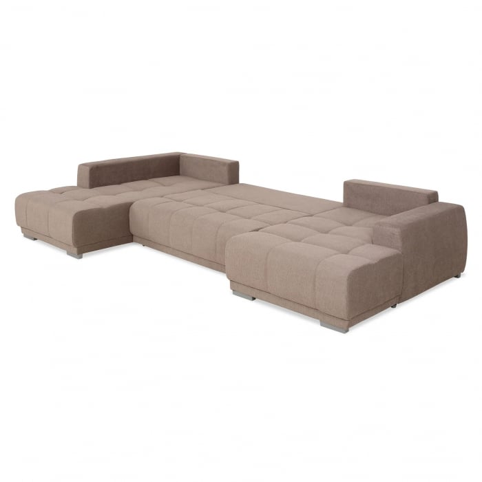 MM321 BOLERO, Coltar U extensibil, stanga  OTM-2DL-REC,  functie somn, relaxare si depozitare, stofa, maro F003, 365x204x66(87), ext.313x130cm [3]