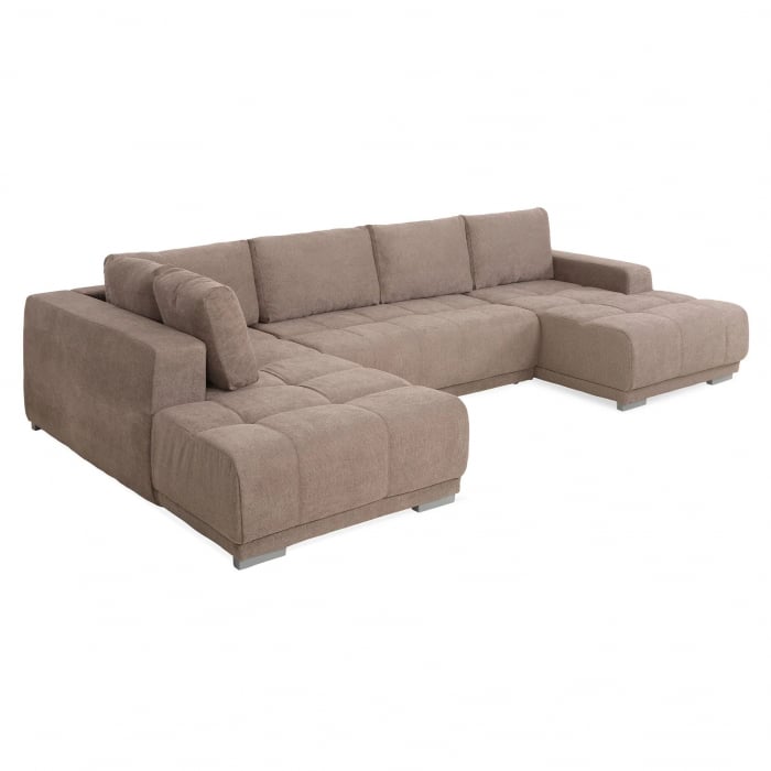 MM321 BOLERO, Coltar U extensibil, stanga  OTM-2DL-REC,  functie somn, relaxare si depozitare, stofa, maro F003, 365x204x66(87), ext.313x130cm [4]
