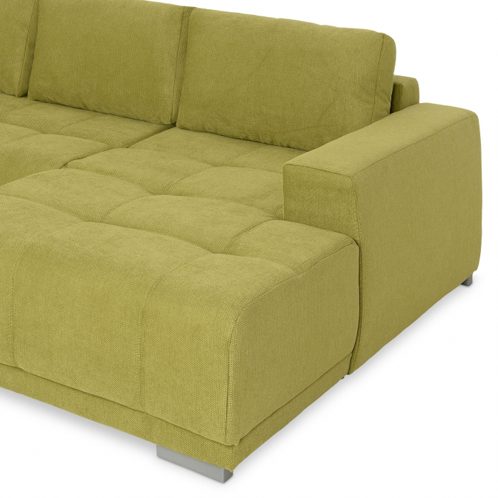 MM321 BOLERO, Coltar U extensibil, stanga  OTM-2DL-REC,  functie somn, relaxare si depozitare, stofa, verde F006, 365x204x66(87), ext.313x130cm [10]