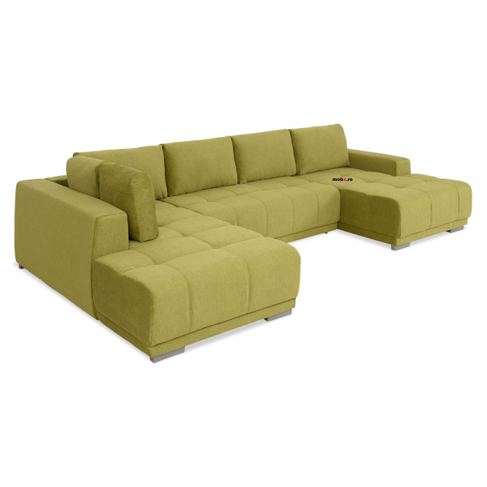MM321 BOLERO, Coltar U extensibil, stanga  OTM-2DL-REC,  functie somn, relaxare si depozitare, stofa, verde F006, 365x204x66(87), ext.313x130cm [2]