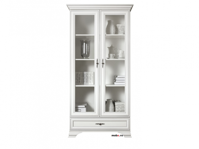 IDENTO, mobila living Set-C, (vitrina REG2W1S + dulap REG1D1S + comoda RTV2S + masuta cafea LAW130 + 2 polite POL95 + comoda KOM2D4S + oglinda LUS155) culoare alb. [5]