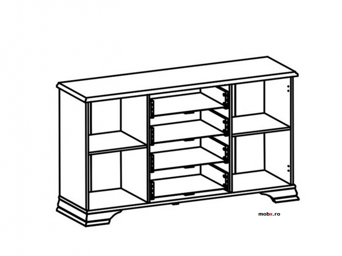 IDENTO, mobila living Set-C, (vitrina REG2W1S + dulap REG1D1S + comoda RTV2S + masuta cafea LAW130 + 2 polite POL95 + comoda KOM2D4S + oglinda LUS155) culoare alb. [11]