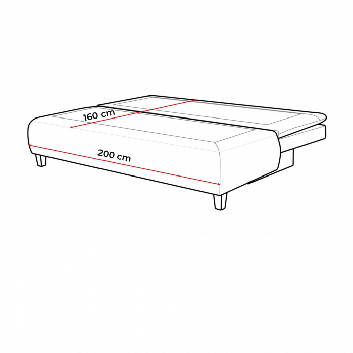 PALERMO, Canapea extensibila, 3 locuri cu functie somn, relaxare si depozitare, stofa gri Soro 90 , 208x96x(83-96), ext.200x160cm [7]