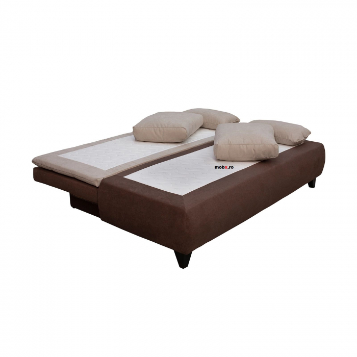 PALERMO, Canapea extensibila, 3 locuri cu functie somn, relaxare si depozitare, stofa maro , 208x96x(83-96), ext.200x160cm [3]