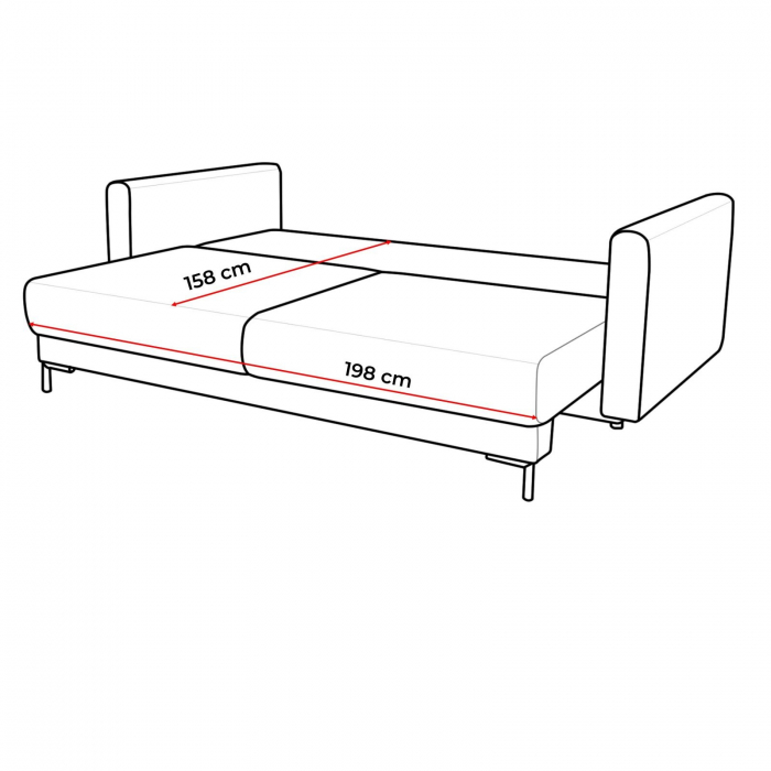 RICO, Canapea extensibila 3 locuri, cu functie somn, relaxare si depozitare, stofa gri inchis, 224x114x91, ext.198x158 cm [7]