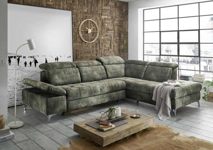 Coltar Living extensibil functie somn si relaxare SIERRA 2F.OTM BK, stofa infinity10, 282x221x82(100), ext.195x125cm. [7]
