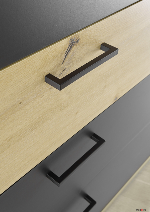 STARLIGHT, Comoda cu 4 sere, culoare gri antracit cu insertii stejar artisan, (Lxadxh) cm 110x41x95. [4]