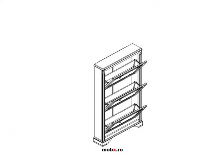 Stylius BUT3D comoda 3 sertare pantofi, front MDF culoare pin siberian, 81/20/141 cm. [2]