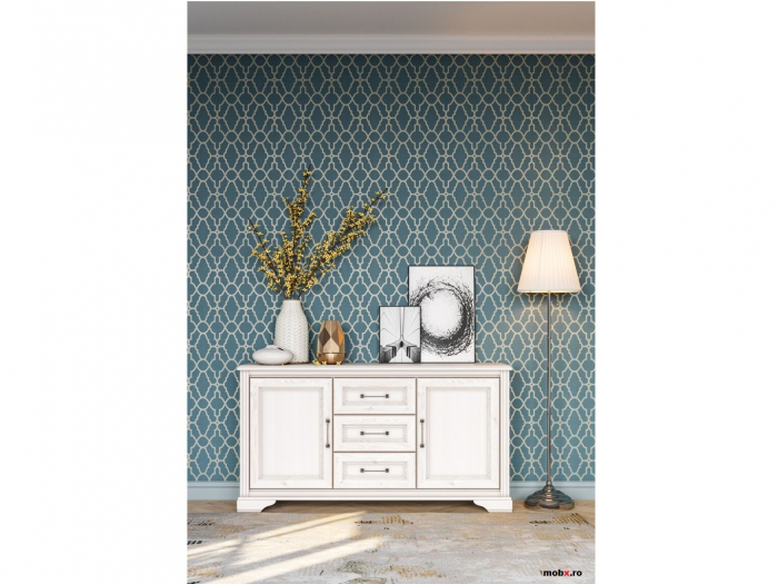 Stylius Comoda 2 usi 3sertare, KOM2D3S, front MDF culoare pin siberian, 149/41/81 cm. [3]