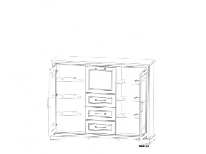 Stylius Comoda KOM2W1B3S, 3 usi 3 sertare, front MDF culoare pin siberian, 149/41/121 cm. [2]