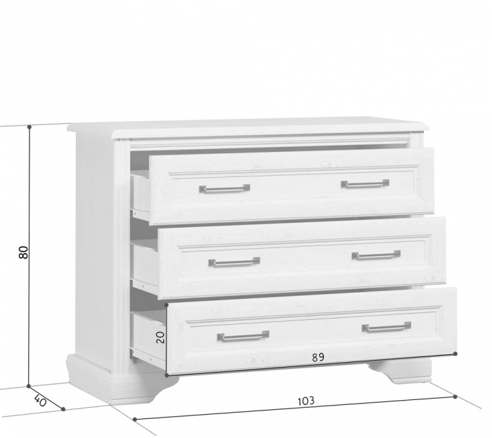 Stylius Comoda 3sertare, KOM3S, front MDF culoare pin siberian, 104/41/81 cm. [4]
