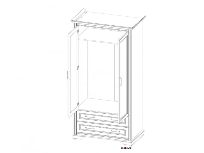 Stylius Dulap 2 usi si 2 sertare SZF2D2S, front MDF culoare pin siberian, 109/64/213cm. [2]