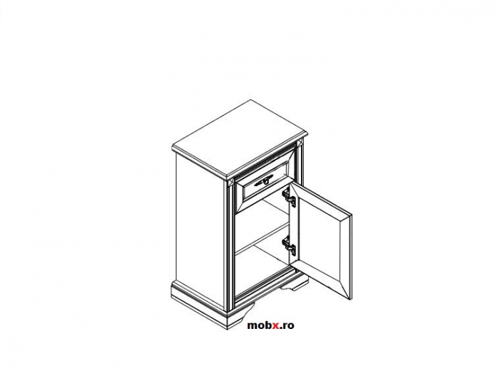 Stylius KOM1D1S Comoda 1 usa 1 sertar, front MDF culoare pin siberian, 59/41/81 cm. [2]