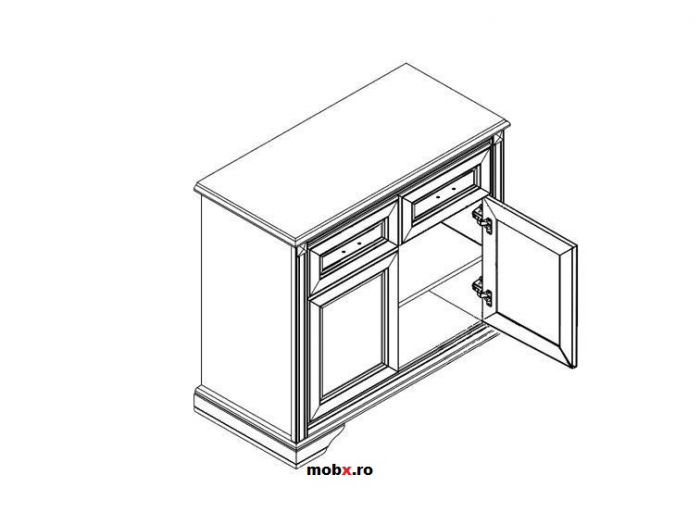 Stylius KOM2D2S/80 Comoda 2usi 2 sertare, front MDF culoare pin siberian, 105/41/80 cm. [2]