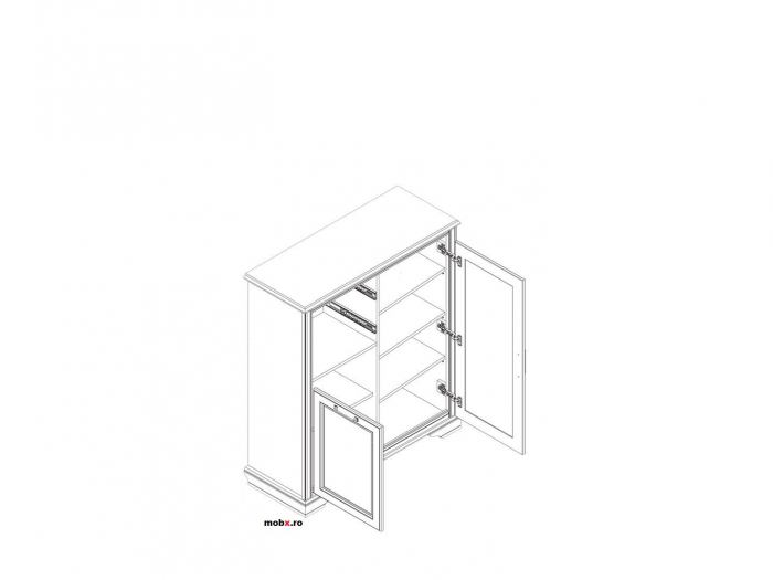 Stylius KOM2D2S Comoda 2usi 2 sertare, front MDF culoare pin siberian, 104/41/121 cm. [2]