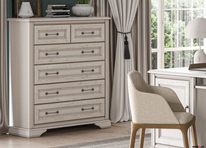 Stylius KOM6S Comoda 6 sertare, front MDF culoare pin siberian, 104/41/121 cm. [3]