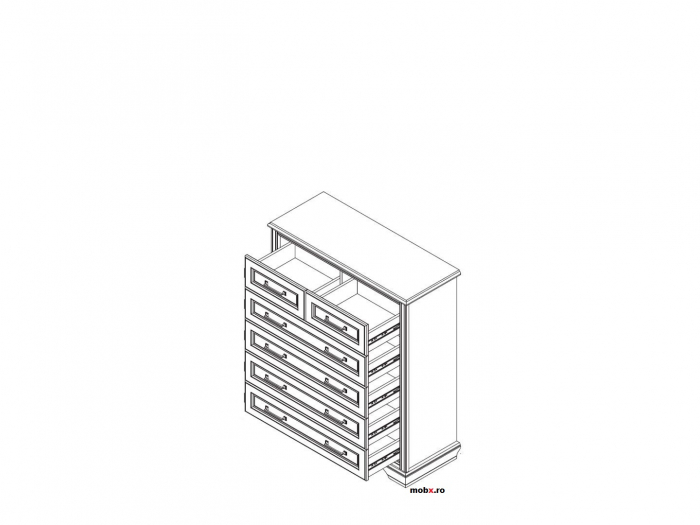 Stylius KOM6S Comoda 6 sertare, front MDF culoare pin siberian, 104/41/121 cm. [2]