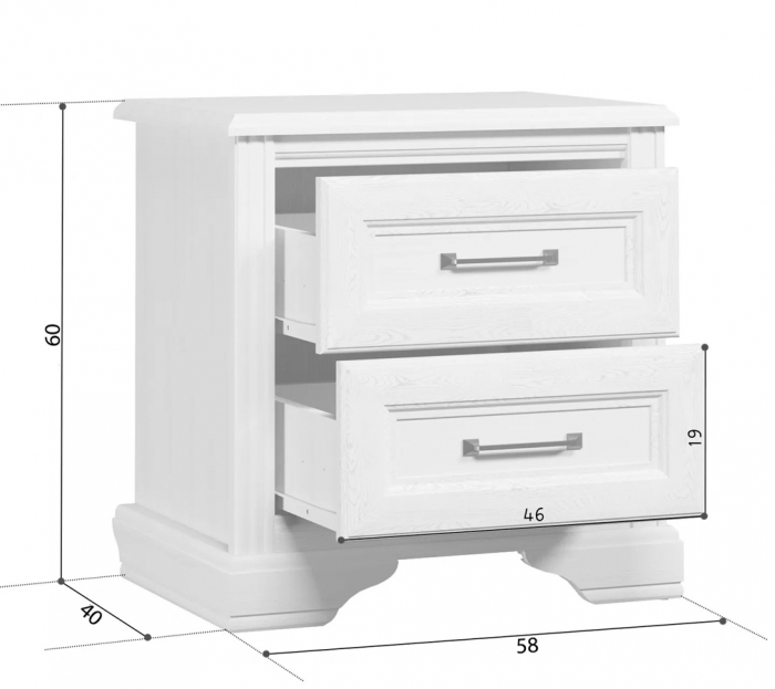 Stylius Noptiera 2 sertare KOM2S, front MDF culoare pin siberian, 59/41/61 cm. [6]