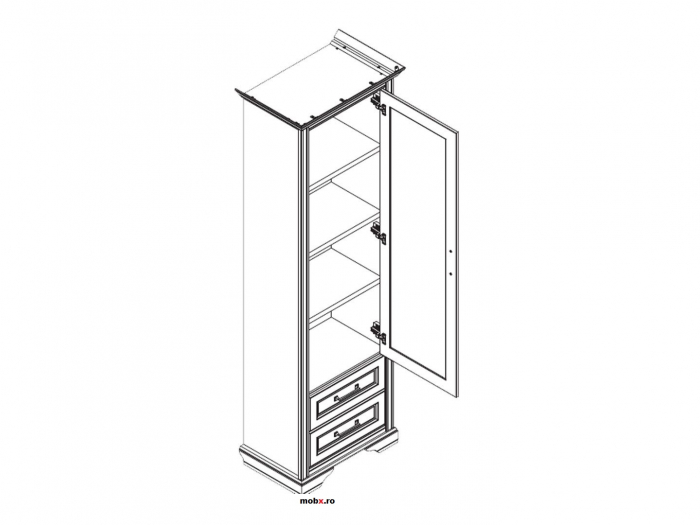 Stylius REG1D2S Etajera 1 usa 2 sertare , front MDF culoare pin siberian, 68/44/213cm. [2]