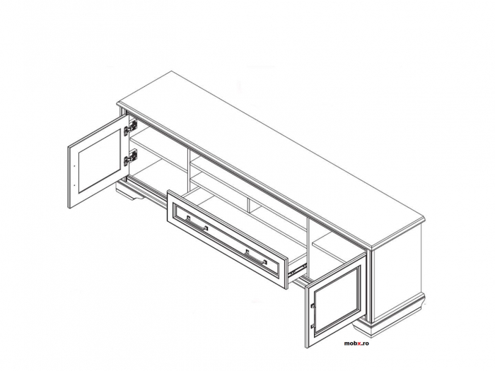 Stylius RTV2D1S Comoda TV 2 usi 1 sertar, front MDF culoare pin siberian, 195/41/61 cm. [2]
