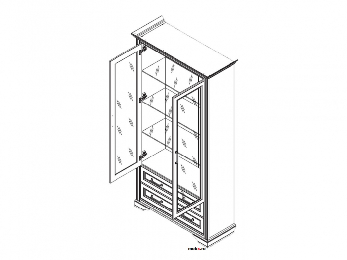 Stylius Vitrina REG2W2S, cu 2 usi si 2 sertare, front MDF culoare pin siberian, 109/44/213cm. [2]