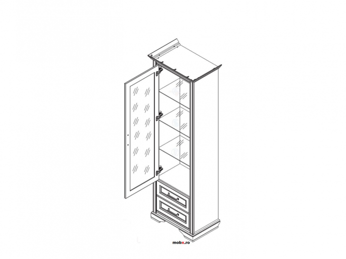 Stylius Vitrina REG1W2S, cu  usa si 2 sertare, front MDF culoare pin siberian, 68/44/213cm. [2]
