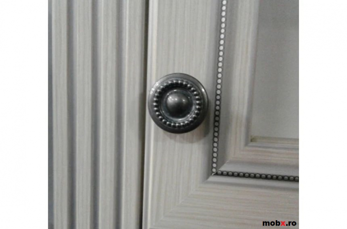 White, Comoda 3D1S, front MDF culoare frasin alb + pin argintiu, 161/45/93 cm. [4]