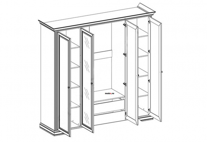 White, Dulap D4U2O, front MDF culoare frasin alb + pin argintiu, 227/64/221cm. [2]