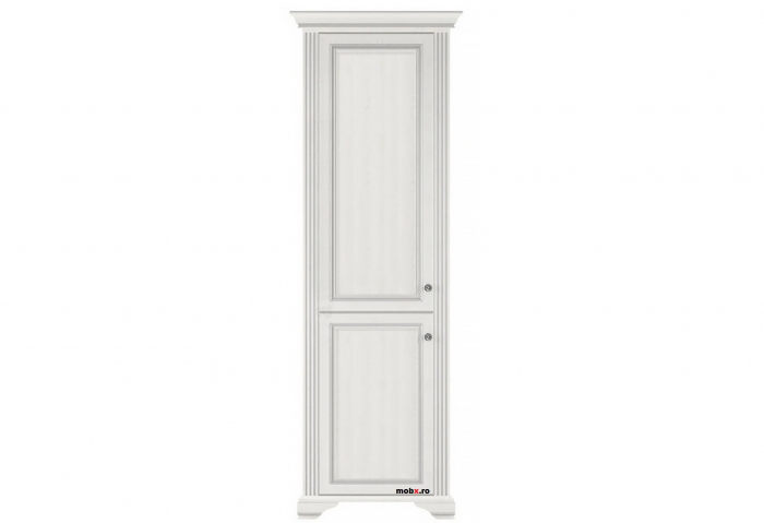 White, Etajera 2D, front MDF culoare frasin alb + pin argintiu, 76/43/221cm. [4]
