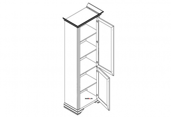 White, Etajera 2D, front MDF culoare frasin alb + pin argintiu, 76/43/221cm. [2]