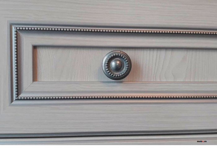 White, Noptiera 1 sertar, front MDF culoare frasin alb + pin argintiu, 58/39/53 cm. [5]