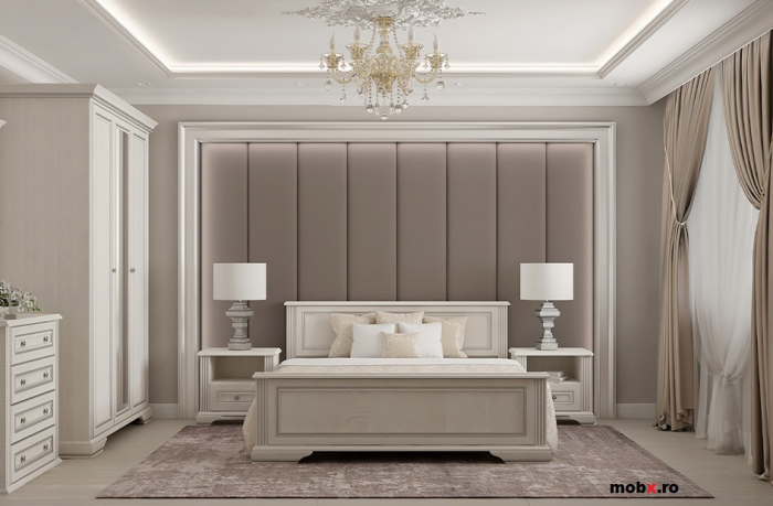White, Noptiera 1 sertar, front MDF culoare frasin alb + pin argintiu, 58/39/53 cm. [6]