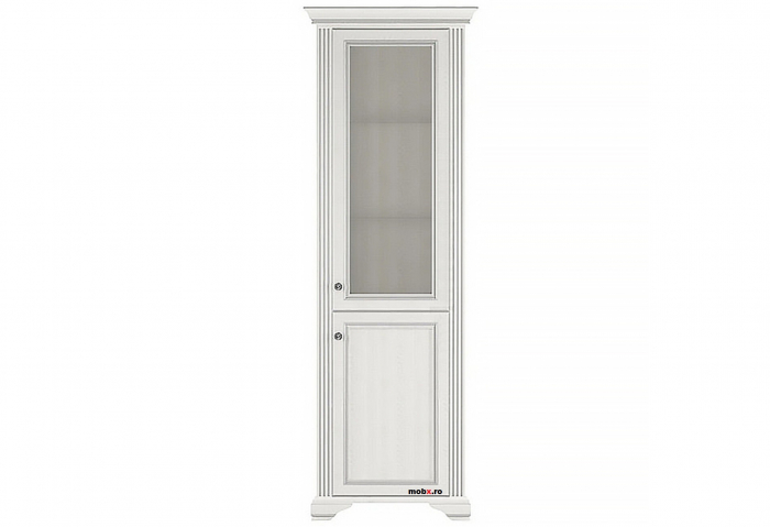White, Vitrina 1D1W, front MDF culoare frasin alb + pin argintiu, 76/43/221cm. [4]