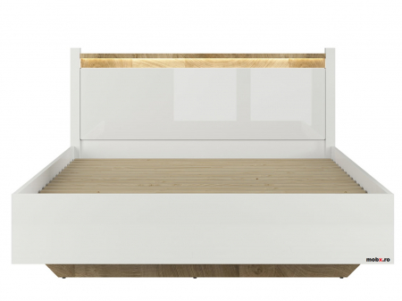 Alameda Dormitor modular, Set-A (dulap+ pat 160A + 2 noptiere + kom4S + toaleta), alb lucios si stejar. [5]