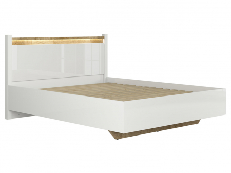 Alameda Dormitor modular, Set-A (dulap+ pat 160A + 2 noptiere + kom4S + toaleta), alb lucios si stejar. [6]